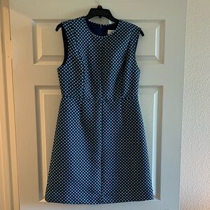 DVF/ Diane Von Furstenberg Navy Silk Twill Polka Dot Mini Dress